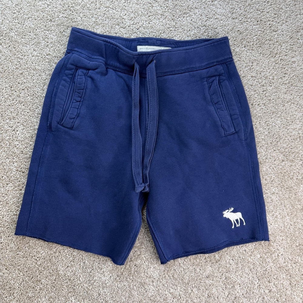 Abercrombie & Fitch Sweat Shorts Mens Small Blue Fleece Drawstring Casual Summer
